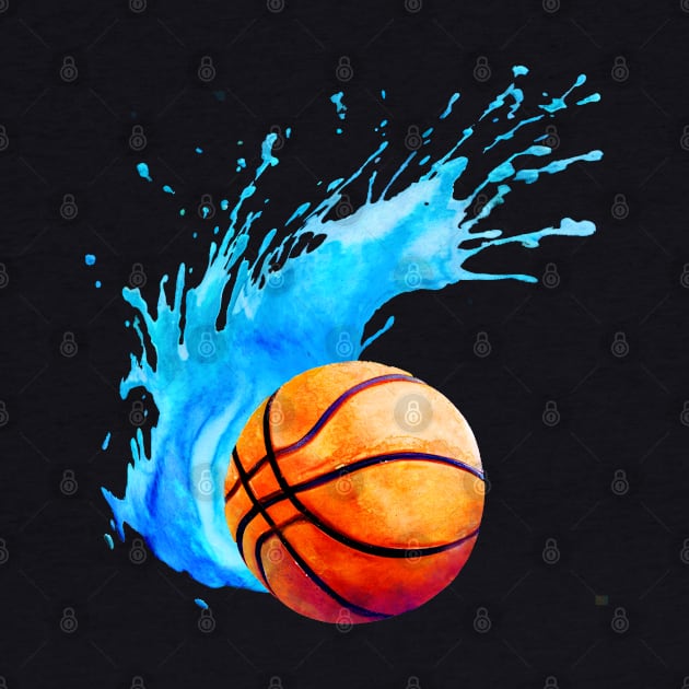 Basketball Ball Watercolor Artistic Splash by dramabite